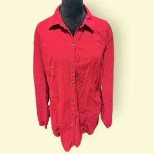 J. Jill Vibrant Corduroy Red Button-Down Shirt